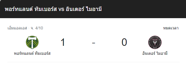 ทิมเบอร์ส 1-0 อินเตอร์ ไมอามี่